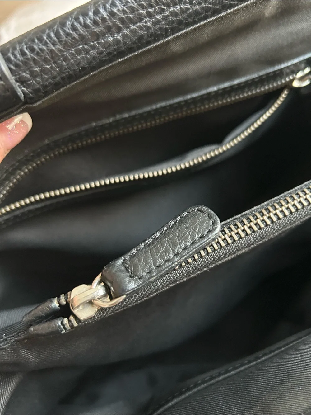 Structured Black Leather Satchel with Polished Hardware